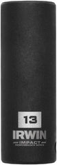 Irwin - 3/8" Drive 13mm Deep Thin Wall Impact Socket - 6 Points, 2-1/2" OAL - Exact Tooling
