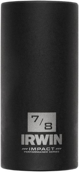 Irwin - 3/8" Drive 7/8" Deep Thin Wall Impact Socket - 6 Points, 2-1/2" OAL - Exact Tooling