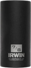 Irwin - 3/8" Drive 7/8" Deep Thin Wall Impact Socket - 6 Points, 2-1/2" OAL - Exact Tooling