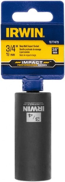 Irwin - 3/8" Drive 3/4" Deep Thin Wall Impact Socket - 6 Points, 2-1/2" OAL - Exact Tooling