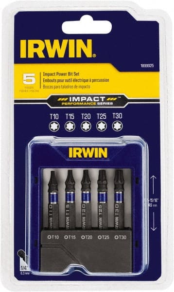 Irwin - 5 Piece, Torx Handle, Power Bit Set - Exact Tooling