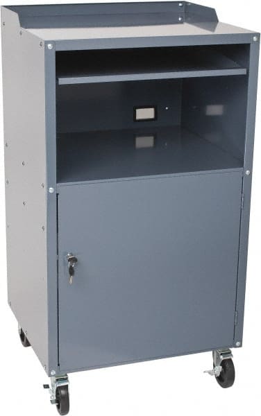 Value Collection - 200 Lb Capacity, 1 Drawer Mobile Computer Stand - 27" Wide x 24" Deep x 49-1/4" High, Steel, Gray - Exact Tooling