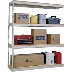 Hallowell - 4 Shelf Add-On Open Steel Shelving - 1 Lb Capacity, 96" Wide x 84" High x 36" Deep, Tan - Exact Tooling