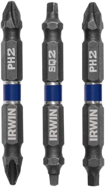 Irwin - 3 Piece, Square, Phillips Handle, Double End Bit Set - #2 - Exact Tooling