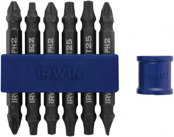 Irwin - 7 Piece, Slotted, Phillips, Torx, Square Handle, Double End Bit Set - #2 - Exact Tooling