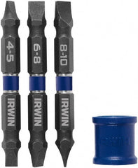 Irwin - 4 Piece, Slotted Handle, Double End Bit Set - Exact Tooling
