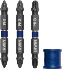 Irwin - 4 Piece, Phillips Handle, Double End Bit Set - No. 1 to No. 3 Phillips - Exact Tooling