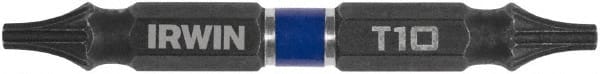 Irwin - T10 x T10 D/E Torx Screwdriver Bit - 1/4" Hex Drive, 2-3/8" OAL - Exact Tooling