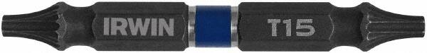 Irwin - T15 x T15 D/E Torx Screwdriver Bit - 1/4" Hex Drive, 2-3/8" OAL - Exact Tooling