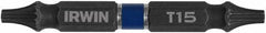 Irwin - T15 x T15 D/E Torx Screwdriver Bit - 1/4" Hex Drive, 2-3/8" OAL - Exact Tooling