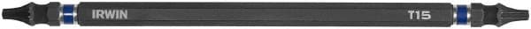 Irwin - T15 x T15 D/E Torx Screwdriver Bit - 1/4" Hex Drive, 6" OAL - Exact Tooling