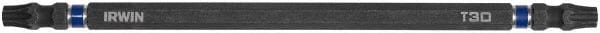 Irwin - T30 x T30 D/E Torx Screwdriver Bit - 1/4" Hex Drive, 6" OAL - Exact Tooling