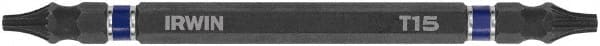 Irwin - T10 x T15 D/E Torx Screwdriver Bit - 1/4" Hex Drive, 4" OAL - Exact Tooling