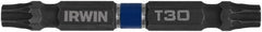 Irwin - T30 x T30 Torx Bit - 1/4" Hex Drive, 2-3/8" OAL - Exact Tooling