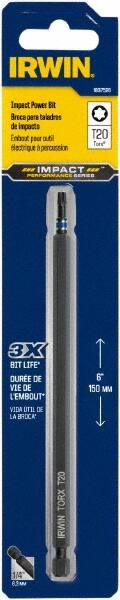 Irwin - T20 Torx Bit - 1/4" Hex Drive, 6" OAL - Exact Tooling