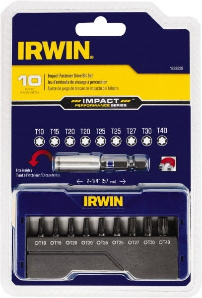 Irwin - 10 Piece, Screwdriver Insert Bit Set - T10 to T40 Torx - Exact Tooling