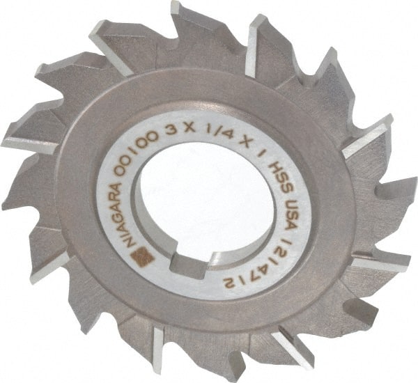 Keo - 3" Diam x 1/4" Width of Cut, 16 Teeth, High Speed Steel Side Milling Cutter - Staggered Teeth, Uncoated - Exact Tooling