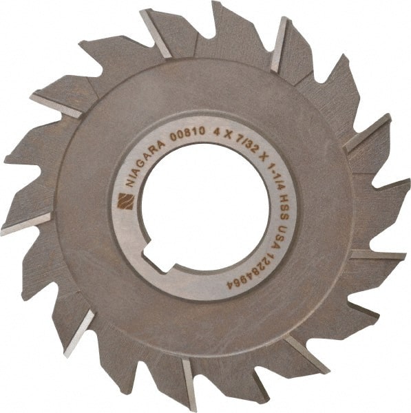 Keo - 4" Diam x 7/32" Width of Cut, 18 Teeth, High Speed Steel Side Milling Cutter - Staggered Teeth, Uncoated - Exact Tooling