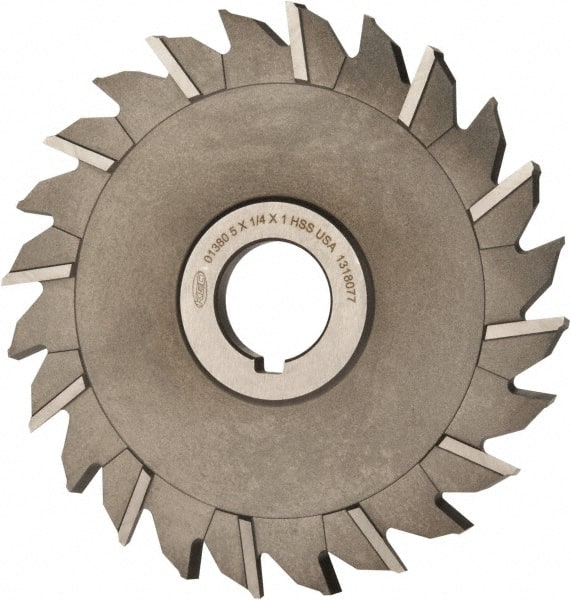 Keo - 5" Diam x 1/4" Width of Cut, 24 Teeth, High Speed Steel Side Milling Cutter - Staggered Teeth, Uncoated - Exact Tooling