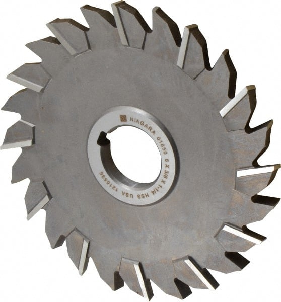 Keo - 6" Diam x 3/8" Width of Cut, 24 Teeth, High Speed Steel Side Milling Cutter - Staggered Teeth, Uncoated - Exact Tooling