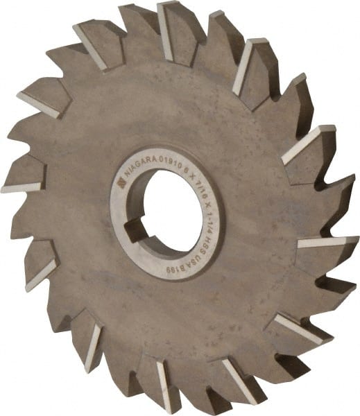 Keo - 6" Diam x 7/16" Width of Cut, 24 Teeth, High Speed Steel Side Milling Cutter - Staggered Teeth, Uncoated - Exact Tooling
