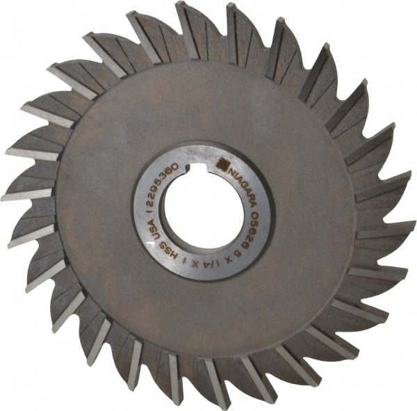 Keo - 5" Diam x 1/4" Width of Cut, 26 Teeth, High Speed Steel Side Milling Cutter - Straight Teeth, Uncoated - Exact Tooling