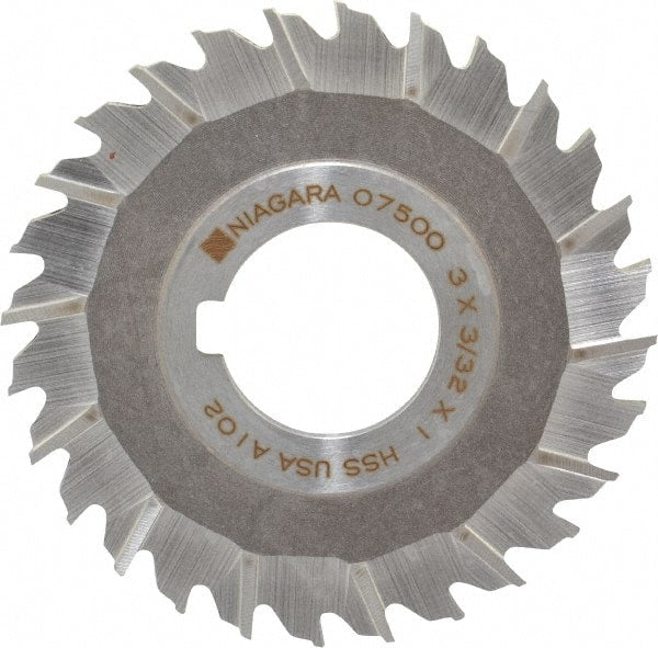Keo - 3" Blade Diam x 3/32" Blade Thickness, 1" Hole, 28 Teeth, High Speed Steel Side Chip Saw - Staggered Tooth, Arbor Connection, Right Hand Cut, Uncoated - Exact Tooling