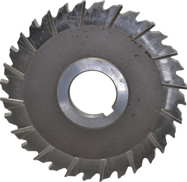 Keo - 4" Blade Diam x 3/16" Blade Thickness, 1" Hole, 32 Teeth, High Speed Steel Side Chip Saw - Staggered Tooth, Arbor Connection, Right Hand Cut, Uncoated - Exact Tooling