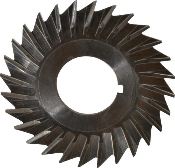 Keo - 2-1/2" Blade Diam x 1/16" Blade Thickness, 7/8" Hole, 28 Teeth, High Speed Steel Side Chip Saw - Straight Tooth, Arbor Connection, Right Hand Cut, Uncoated, with Keyway - Exact Tooling