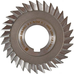 Keo - 3" Blade Diam x 5/32" Blade Thickness, 1" Hole, 32 Teeth, High Speed Steel Side Chip Saw - Straight Tooth, Arbor Connection, Right Hand Cut, Uncoated, with Keyway - Exact Tooling