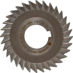 Keo - 3" Blade Diam x 3/16" Blade Thickness, 1" Hole, 32 Teeth, High Speed Steel Side Chip Saw - Straight Tooth, Arbor Connection, Right Hand Cut, Uncoated, with Keyway - Exact Tooling