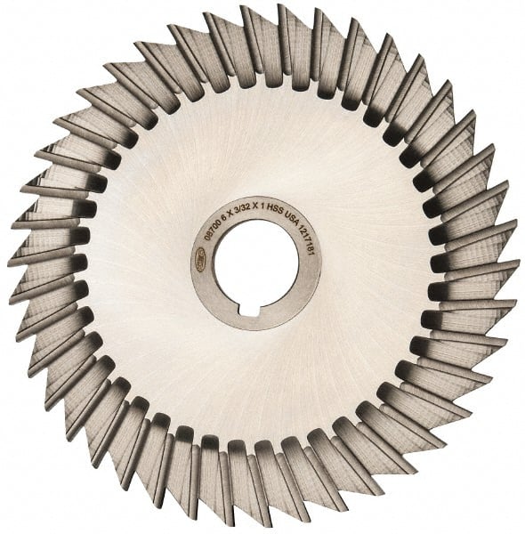Keo - 6" Blade Diam x 3/32" Blade Thickness, 1" Hole, 42 Teeth, High Speed Steel Side Chip Saw - Straight Tooth, Arbor Connection, Right Hand Cut, Uncoated, with Keyway - Exact Tooling