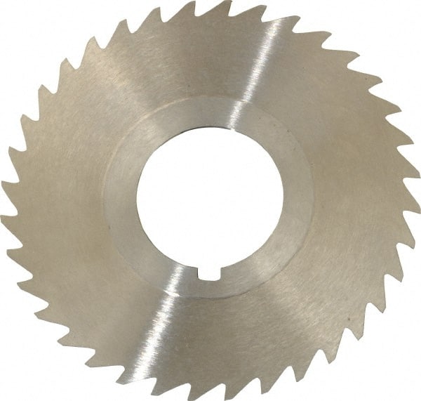 Keo - 2-1/2" Diam x 1/32" Blade Thickness x 7/8" Arbor Hole Diam, 36 Tooth Slitting and Slotting Saw - Arbor Connection, Right Hand, Uncoated, High Speed Steel, 10° Rake, Concave Ground - Exact Tooling