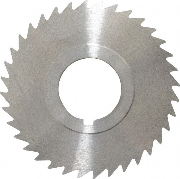 Keo - 2-1/2" Diam x 3/64" Blade Thickness x 7/8" Arbor Hole Diam, 36 Tooth Slitting and Slotting Saw - Arbor Connection, Right Hand, Uncoated, High Speed Steel, 10° Rake, Concave Ground - Exact Tooling
