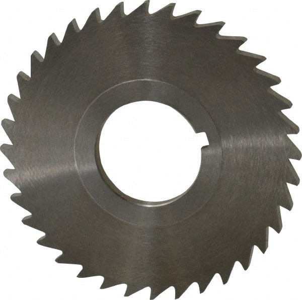 Keo - 2-1/2" Diam x 1/8" Blade Thickness x 7/8" Arbor Hole Diam, 36 Tooth Slitting and Slotting Saw - Arbor Connection, Right Hand, Uncoated, High Speed Steel, 10° Rake, Concave Ground - Exact Tooling