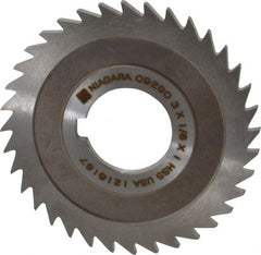 Keo - 3" Diam x 1/8" Blade Thickness x 1" Arbor Hole Diam, 36 Tooth Slitting and Slotting Saw - Arbor Connection, Right Hand, Uncoated, High Speed Steel, 10° Rake, Concave Ground - Exact Tooling