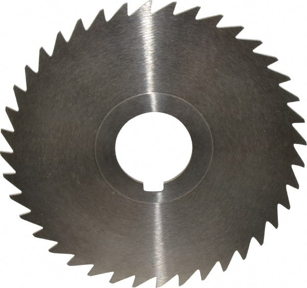 Keo - 4" Diam x 3/64" Blade Thickness x 1" Arbor Hole Diam, 40 Tooth Slitting and Slotting Saw - Arbor Connection, Right Hand, Uncoated, High Speed Steel, Concave Ground, Contains Keyway - Exact Tooling