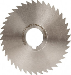 Keo - 4" Diam x 1/16" Blade Thickness x 1" Arbor Hole Diam, 40 Tooth Slitting and Slotting Saw - Arbor Connection, Right Hand, Uncoated, High Speed Steel, Concave Ground, Contains Keyway - Exact Tooling