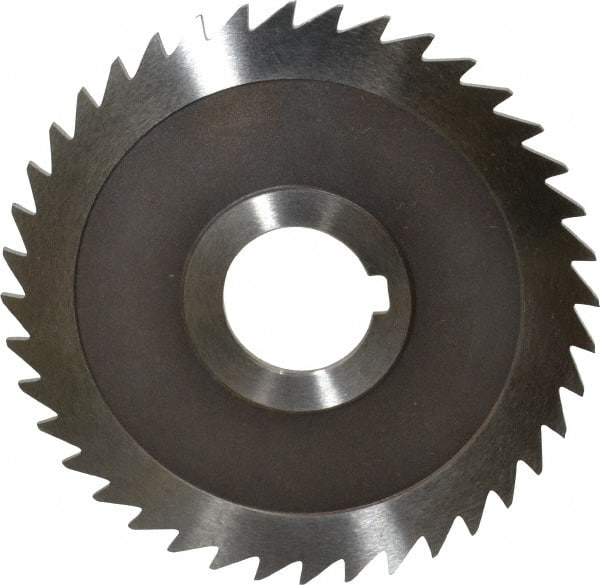 Keo - 4" Diam x 3/32" Blade Thickness x 1" Arbor Hole Diam, 40 Tooth Slitting and Slotting Saw - Arbor Connection, Right Hand, Uncoated, High Speed Steel, Concave Ground, Contains Keyway - Exact Tooling