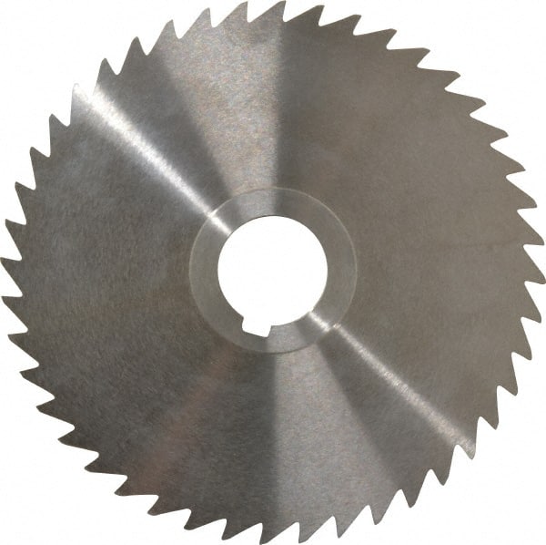 Keo - 5" Diam x 1/16" Blade Thickness x 1" Arbor Hole Diam, 44 Tooth Slitting and Slotting Saw - Arbor Connection, Right Hand, Uncoated, High Speed Steel, Concave Ground, Contains Keyway - Exact Tooling