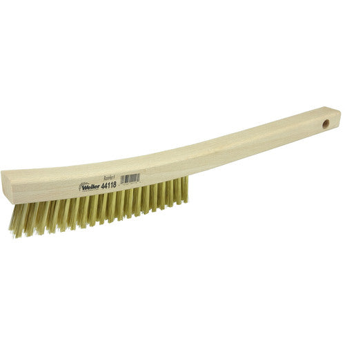 Plater's Brush, Brass Fill, 3 × 19 Rows, Curved Handle - Exact Tooling