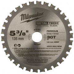 Milwaukee Tool - 5-3/8" Diam, 20mm Arbor Hole Diam, 30 Tooth Wet & Dry Cut Saw Blade - Carbide-Tipped, Standard Round Arbor - Exact Tooling