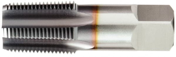 OSG - 3/8-18 NPTF Thread, 4 Flute Standard Pipe Tap - 2-9/16" OAL, 1-1/16" Thread Length, 0.7" Shank Diam, Bright Finish, High Speed Steel - Exact Tooling