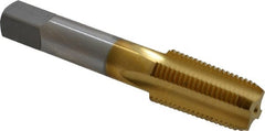OSG - 1/8-27 NPTF Thread, 4 Flute Standard Pipe Tap - 2-1/8" OAL, 3/4" Thread Length, 5/16" Shank Diam, TiN Finish, High Speed Steel - Exact Tooling