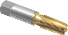 OSG - 1/8-27 NPTF Thread, 4 Flute Standard Pipe Tap - 2-1/8" OAL, 3/4" Thread Length, 7/16" Shank Diam, TiN Finish, High Speed Steel - Exact Tooling