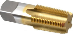 OSG - 1 - 11-1/2 NPT Thread, 5 Flute Standard Pipe Tap - 3-3/4" OAL, 1-3/4" Thread Length, 1-1/8" Shank Diam, TiN Finish, High Speed Steel - Exact Tooling