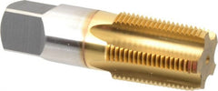 OSG - 3/4-14 NPT Thread, 5 Flute Standard Pipe Tap - 3-1/4" OAL, 1-3/8" Thread Length, 29/32" Shank Diam, TiN Finish, High Speed Steel - Exact Tooling