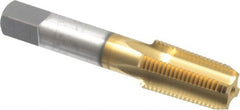 OSG - 1/8-27 NPT Thread, 4 Flute Standard Pipe Tap - 2-1/8" OAL, 3/4" Thread Length, 5/16" Shank Diam, TiN Finish, High Speed Steel - Exact Tooling