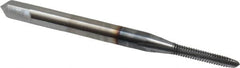 OSG - #2-56 UNC 2B 3 Flute TiCN Finish High Speed Steel Straight Flute Standard Hand Tap - Plug, Right Hand Thread, 1-3/4" OAL, 7/16" Thread Length, H2 Limit, Oversize - Exact Tooling
