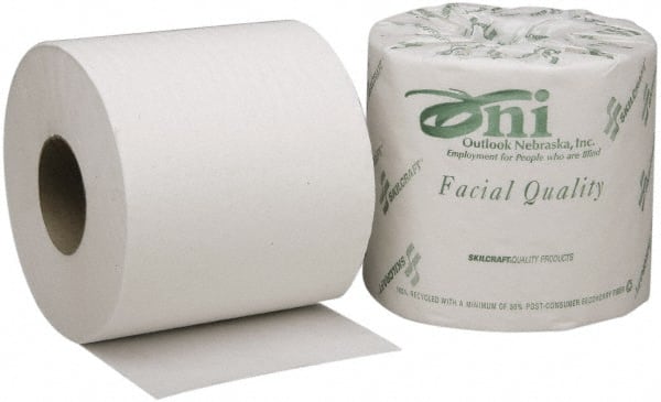 Ability One - 4" Sheet Width, Standard Roll Toilet Tissue - 550 Sheets per Roll, 2 Ply, White, Recycled Fiber - Exact Tooling